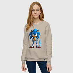 Свитшот хлопковый женский Sonic - poster style, цвет: миндальный — фото 2