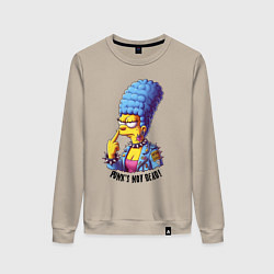 Свитшот хлопковый женский Marge Simpson - punks not dead motto, цвет: миндальный