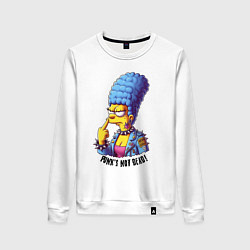 Свитшот хлопковый женский Marge Simpson - punks not dead motto, цвет: белый