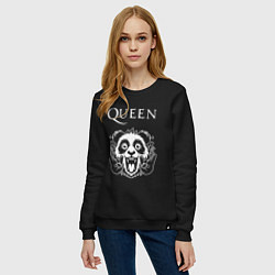 Свитшот хлопковый женский Queen rock panda, цвет: черный — фото 2