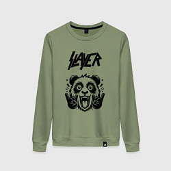 Свитшот хлопковый женский Slayer - rock panda, цвет: авокадо