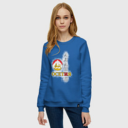 Свитшот хлопковый женский Алания Осетия и герб, цвет: синий — фото 2