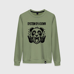 Свитшот хлопковый женский System of a Down - rock panda, цвет: авокадо