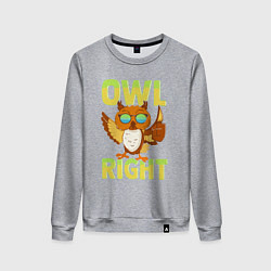 Женский свитшот Owl right - каламбур отлично