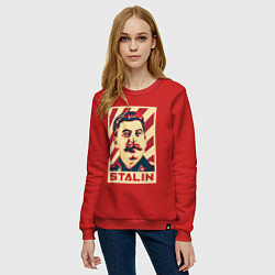 Свитшот хлопковый женский Stalin face, цвет: красный — фото 2