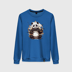 Свитшот хлопковый женский Спокойствие панды, цвет: синий