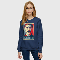 Свитшот хлопковый женский Face Stalin, цвет: тёмно-синий — фото 2