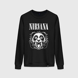 Свитшот хлопковый женский Nirvana rock panda, цвет: черный