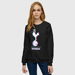 Свитшот хлопковый женский Tottenham FC в стиле glitch, цвет: черный — фото 2