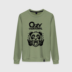 Свитшот хлопковый женский Ozzy Osbourne - rock panda, цвет: авокадо