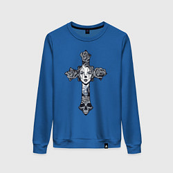 Свитшот хлопковый женский Woman cross, цвет: синий