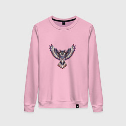 Свитшот хлопковый женский Мозайчатая сова, цвет: светло-розовый