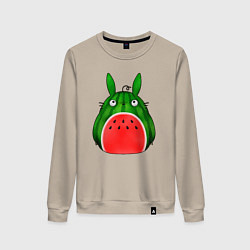 Свитшот хлопковый женский Тоторо арбузик, цвет: миндальный
