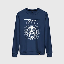 Свитшот хлопковый женский Tokio Hotel rock panda, цвет: тёмно-синий