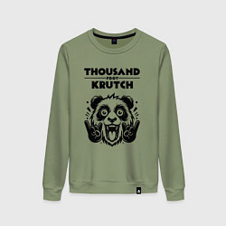 Свитшот хлопковый женский Thousand Foot Krutch - rock panda, цвет: авокадо