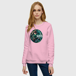 Свитшот хлопковый женский Тандзиро - Клинок, рассекающий демонов, цвет: светло-розовый — фото 2
