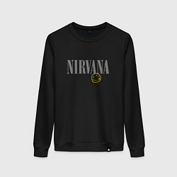 Свитшот хлопковый женский Nirvana logo smile, цвет: черный