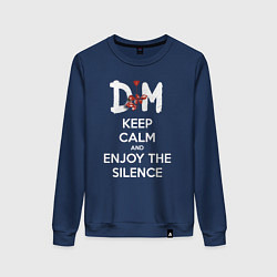 Свитшот хлопковый женский DM keep calm and enjoy the silence, цвет: тёмно-синий