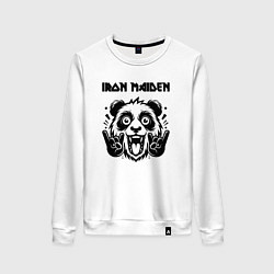 Свитшот хлопковый женский Iron Maiden - rock panda, цвет: белый