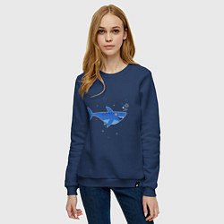 Свитшот хлопковый женский Синяя акула, цвет: тёмно-синий — фото 2