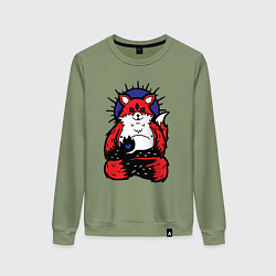 Свитшот хлопковый женский Fox relax, цвет: авокадо