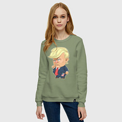 Свитшот хлопковый женский Мистер Трамп, цвет: авокадо — фото 2
