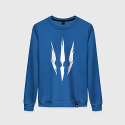 Свитшот хлопковый женский Белый логотип дикой охоты из игры Ведьмак 3, цвет: синий