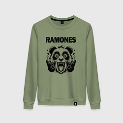 Свитшот хлопковый женский Ramones - rock panda, цвет: авокадо