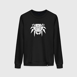 Свитшот хлопковый женский Знак школы медведя с потертостями - Ведьмак 3, цвет: черный