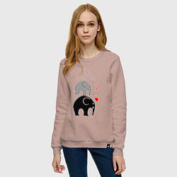 Свитшот хлопковый женский Милые слоники, цвет: пыльно-розовый — фото 2