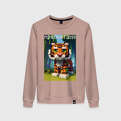 Женский свитшот Funny tiger cub - Minecraft