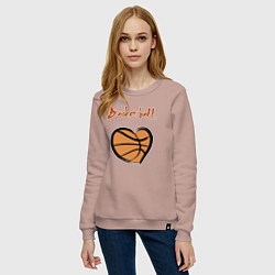 Свитшот хлопковый женский Basket lover, цвет: пыльно-розовый — фото 2