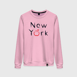 Свитшот хлопковый женский New York apple, цвет: светло-розовый