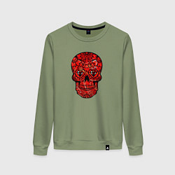 Женский свитшот Red decorative skull