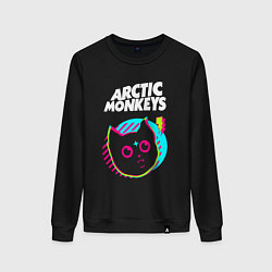 Свитшот хлопковый женский Arctic Monkeys rock star cat, цвет: черный