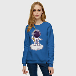Свитшот хлопковый женский Космонавт с молнией, цвет: синий — фото 2