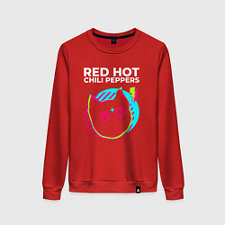 Свитшот хлопковый женский Red Hot Chili Peppers rock star cat, цвет: красный