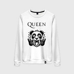 Свитшот хлопковый женский Queen - rock panda, цвет: белый