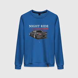 Свитшот хлопковый женский Nissan skyline night ride, цвет: синий