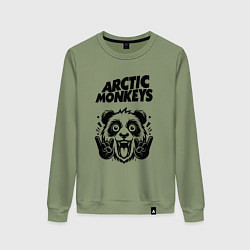 Свитшот хлопковый женский Arctic Monkeys - rock panda, цвет: авокадо