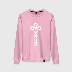 Свитшот хлопковый женский Cloud9 - vertical logo, цвет: светло-розовый