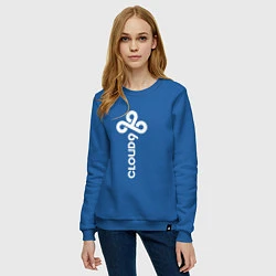 Свитшот хлопковый женский Cloud9 - vertical logo, цвет: синий — фото 2