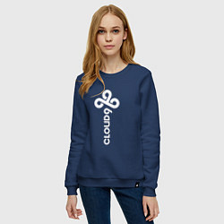 Свитшот хлопковый женский Cloud9 - vertical logo, цвет: тёмно-синий — фото 2