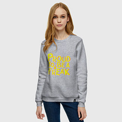 Свитшот хлопковый женский Proud to be a freak, цвет: меланж — фото 2