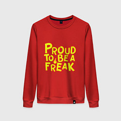 Свитшот хлопковый женский Proud to be a freak, цвет: красный