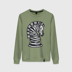 Свитшот хлопковый женский Шахматная зебра, цвет: авокадо