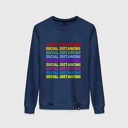 Свитшот хлопковый женский Social distancing - социальная дистанция, цвет: тёмно-синий