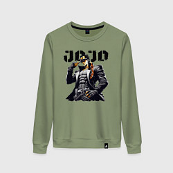 Свитшот хлопковый женский Jotaro Kujo - jojo ai art, цвет: авокадо