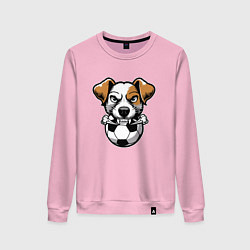 Свитшот хлопковый женский Футбольный Джек Рассел терьер, цвет: светло-розовый