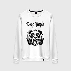 Свитшот хлопковый женский Deep Purple - rock panda, цвет: белый